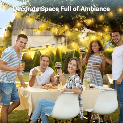 50FT Solar String Lights Outdoor Waterproof, 18+1 LED Solar Powered Lights with Remote Control, 3 Light Modes & Dimmable, USB-C Charging for Patio, Backyard, Garden, Camping - size: 50FT+Remote
