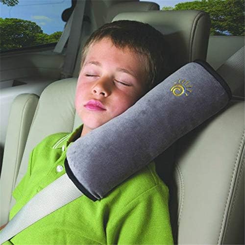 Boxiki Travel Car Seat Belt Pillows for Kids (Set of 2) Adjustable Vehicle Seat Belt Cushion for Children. Perfect for Road Trips - color: Grey