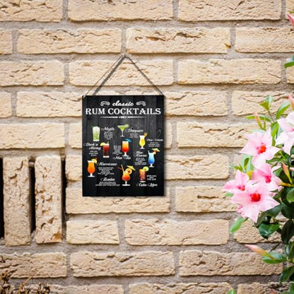 wall-pediments MP 482 Classic Rum Cocktails Guide Plaque, 6.7 x 10 Inches Home Bar Decor - color: Generic 9967