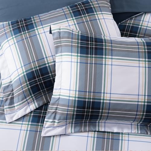 MaiRêve Twin XL Size Plaid Comforter Set Blue White, Classic 5 Pieces Farmhouse Bedding Set, All Season Lightweight Bed in A Bag with Sheets, Pillowcase & Sham - color: Blue White, size: Twin XL