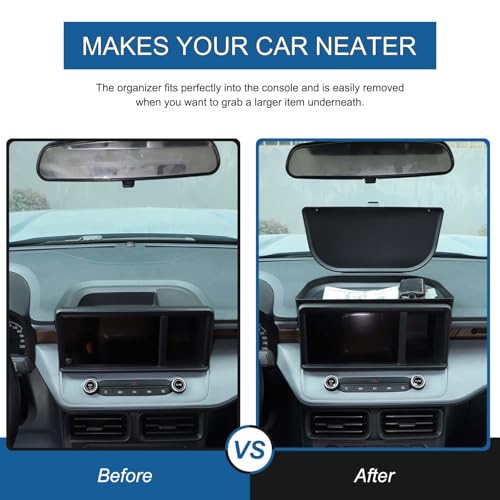 TOYCIDFG Dashboard Storage Organizer Tray with Lid for Ford Maverick 2022-2024, Behind Screen Pocket Organizer Insert Accessories