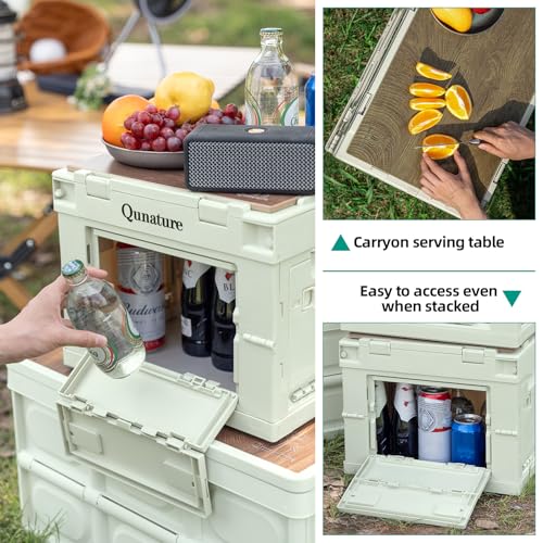Collapsible Storage Bins with Lockable Doors & Removable Cutting Board,26L Foldable Stackable Heavy-Duty Box for Camping, Picnic, Closet, Garage, and Moving Organization - size: 26L