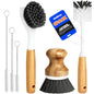 Holikme 6 Pack Dish Brush Scouring Pad Set with Bottle Brush, Dish Brush, Palm Scrub Brush and Straw Brush, Dish Scrubber Long Handle for Dish Bottle Cup Skillet Wok Pot Pan Cast Iron, Dark Gray - color: Dark Gray