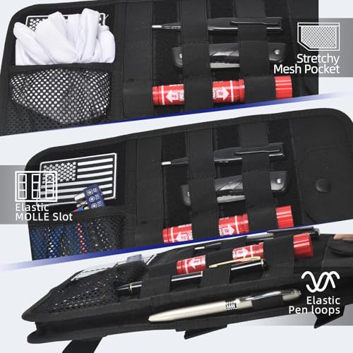 BXBXHD Molle Car Sun Visor Organizer, Car Accessories with Zipper Visor Storage Pouch & Glasses Clip, Molle Panel for Tactical Gears, Fits Most Vehicles, SUVs, Trucks(Black)