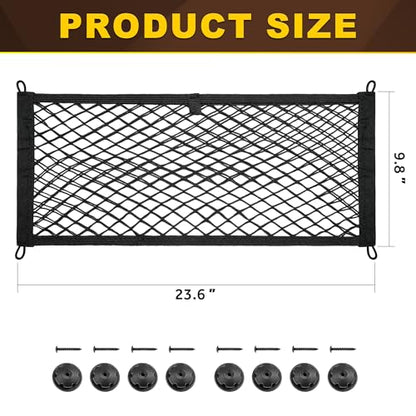 BUMBEE 2 Pcs Universal Elastic Mesh Netting Mesh Cargo Net, Envelope Netting, Elastic Pocket Pouch Bungee Organizer for Car Seat Back RV Wall Trunk, Hooks & Screws Included (23.6'' x 9.8'') - size: 23.6'' x 9.8''
