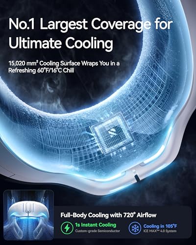 RANVOO AICE LITE Plus 2025 Max Cooling Airflow [No.1 Coolest & Most Durable] Neck Air Conditioner, Ultimate Immersive Personal AC 6000 mAh Rechargeable Neck Fan Blow Cold Air, for Mom/Dad, Ice White - color: Ice White