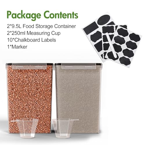 ALSO GO 2 PC (9.5L | 321 Oz) Extra Large Airtight Food Storage Containers with Lids,Kitchen and Pantry Organization Plastic Containers for Flour,Rice,Cereal,Pasta,Sugar,dog food (Leakproof, BPA-Free)