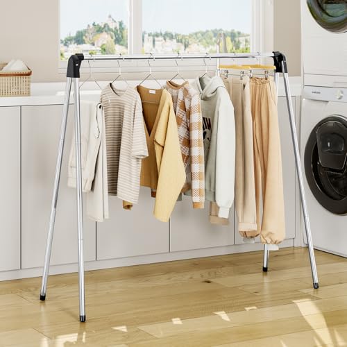Clothes Drying Rack, Foldable Drying Rack Clothing, Stainless Steel Laundry Rack, Free-Standing, Indoor Outdoor Use with Travel Friendly Design, Collapsible for Home, Camping, Theater, RV Use, Black - size: 55 inch
