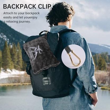 Travel Blanket and Pillow-2-in-1, Ultra-Soft&Compact, One-Piece Airplane Blanket with Hand Luggage Belt and Backpack Clip,Travelers Accessories Gifts, 61x43 Inches (Dark Grey) - color: Dark Grey