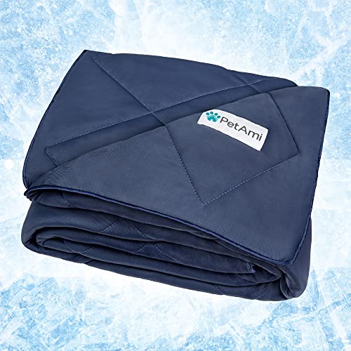 PetAmi Premium Cooling Dog Blanket | Lightweight Fluffy Pet Throw Blanket Bed Cover for Dogs, Cat, Puppies | Pet Blanket Furniture Protector Couch Sofa | Reversible Fuzzy Cozy | 40x60, Navy Blue - color: Navy Blue, size: Large (40x60)