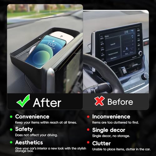 auovo Dashboard Storage Organizer Compatible with Toyota Corolla 2019-2025/Corolla Cross 2022-2025 Accessories Fit 8-in. Media Display Interior Insert Behind Screen