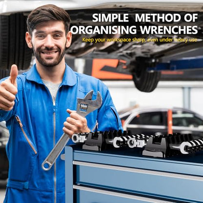 WAENLIR 48PCS Magnetic Modular Wrench Organizer Set-Tool Drawer Storage Rack with Metric&SAE Labels, Wrench Holder with Magnet, Perfect Tool Gift for Men, father, boyfriend, DIYers & Mechanics (Blue) - color: Blue