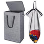 Odonata 75L Slim Laundry Hamper with Lid,Large Foldable Laundry Basket with Removable Bag and Handles Tall Collapsible Dirty Clothes Basket Great for Bedroom, Bathroom, Dorm, College,RV. (Grey, 75L) - color: Grey