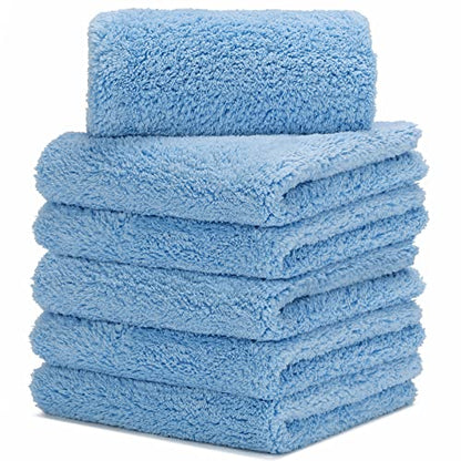CARCAREZ Microfiber Towels for Cars, Car Drying Wash Detailing Buffing Polishing Towel with Plush Edgeless Microfiber Cloth, 450 GSM 16x16 in. Pack of 6 - color: Blue