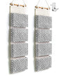 CROWNED 2Pcs Over Door Hanging Storage Bags Wall Mount Closet Organizer, 4 Big Pockets Linen Cotton Fabric Multi Functional Living Room Bedroom Bathroom File Magazine Waterproof Free Hooks Grey - color: Grey