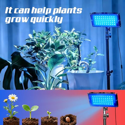 Grow Light for Indoor Plants,LED Plant Grow Light with Adjustable Tripod Stand 32.7”-61.6”,Red Blue Spectrum,USB Powered with 3/9/12H Timer,360° Adjustable Panel for Seedlings,Herbs,Home Garden - color: Grow Light