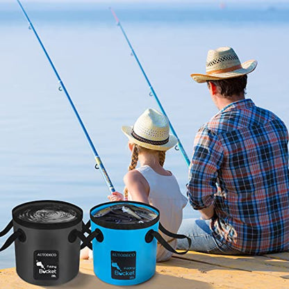 2 Pack Collapsible Bucket 5 Gallon Container Folding Water Bucket Portable Wash Basin for Outdoor Travelling Camping Fishing Gardening Car Washing 20L - color: Black