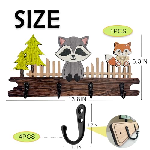 Dog Leash Holder for Wall Mount, Farmhouse Wooden Dog Claw Hooks, Paws Key Rack Accessories for Rustic Home Decor (Raccoon) - size: raccoon