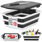 HI NINGER BBQ Prep Tub with Lid, Collapsible Camping Sink with Colander, Cutting Board & Knife Set for Grilling, Smoking & Outdoor Cooking, Collapsible Wash Basin for RV Camping Essentials - color: Black