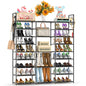 Kottwca Shoe Rack Organizer, Large Shoe Rack for Entryway Closet, Metal Shoe Shelf for Shoes and Boots, Big Non-Woven Fabric Shoe Storage Organizer with Hooks for Cloakroom, Black… - size: 3 Row 9 Tier-1