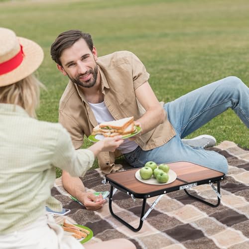 Folding Camping Table, Portable, Carry Handle | Mini Beach Table, Ultralight Compact Picnic Dining Low Table for Grill, Indoor Outdoor, Garden, Patio, BBQ, Party