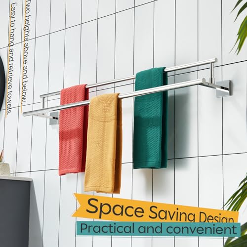 KOKOSIRI Towel Holder Polished Chrome 36 Inch Bathroom Double Bath Towel Bars Kitchen Rack Wall Mounted Stainless Steel B5009CH-L36 - color: Polished Chrome, size: 36-Inch