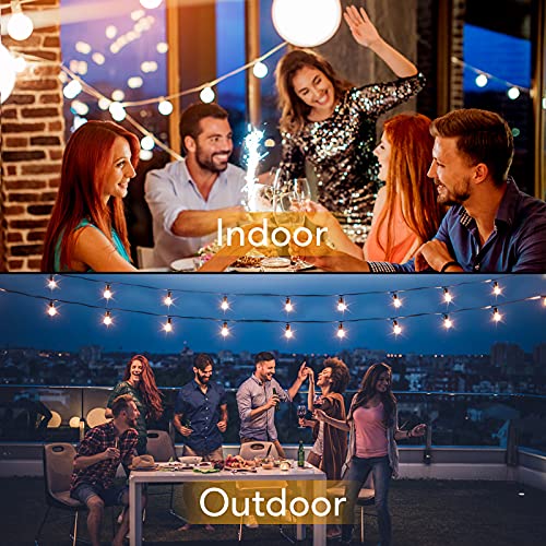 100FT LED Outdoor String Lights Patio Light with 52 Shatterproof G40 Dimmable Globe Bulb, 2-Pack 50FT Waterproof Outside Hanging String Light for Christmas Backyard Porch Balcony Gazebo Party - size: 100FT(50*2)
