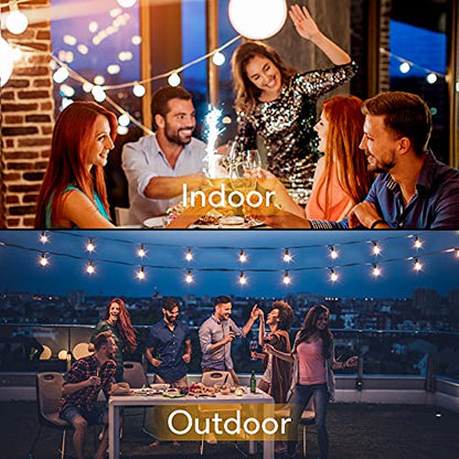 100FT LED Outdoor String Lights Patio Light with 52 Shatterproof G40 Dimmable Globe Bulb, 2-Pack 50FT Waterproof Outside Hanging String Light for Christmas Backyard Porch Balcony Gazebo Party - size: 100FT(50*2)
