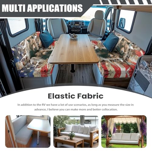 Branch Bear RV Dinette Cushions Replacement Covers, RV Stretch Sofa Seat Slipcovers Dinette Booth Set for Travel Trailer Couch - color: Branch Bear