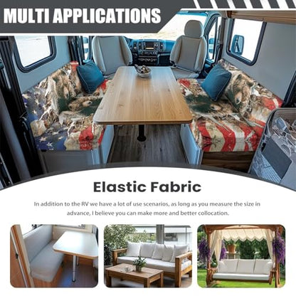 Branch Bear RV Dinette Cushions Replacement Covers, RV Stretch Sofa Seat Slipcovers Dinette Booth Set for Travel Trailer Couch - color: Branch Bear