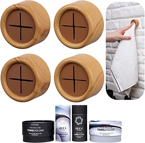 HEFA Self Adhesive Dish Towel Holder Hooks, No Drill Organizer for Cabinet Door, Sink Area or Bathroom, Space Saving Design, 4 Pack - color: Bamboo, size: 4 Pack