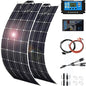800 Watt Solar Panel Kit, 2×400 Watt Flexible Solar Power Panel Photovoltaic Module with 40A Solar Charge Controller & Inverter Monocrystalline Solar Panel for Camping Off Grid Battery Charging Boat - color: 800 Watt Kit