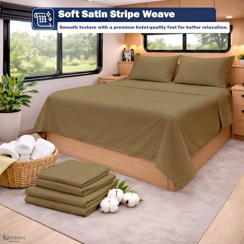 KRISHNA Twin Size 4 Piece Egyptian Cotton Sheet Set, Luxury Hotel Quality Taupe Solid Bed Sheets, Soft Breathable Cooling Bedding, 6-10 Inch Deep Pocket Fitted Sheet - color: Taupe Solid, size: Twin : 39" x 75"