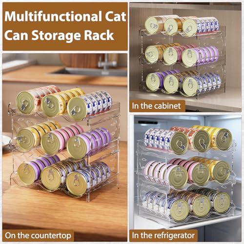 Flenpptly Cat Food Can Organizer, 4-Tier Cat Food Organizer, Transparent Can Organizer for Pantry, Canned Food Organizer Holds 60 (3oz) Cans, Pantry Can Organize (4-Tier) - size: 4-Tier