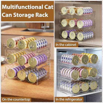 Flenpptly Cat Food Can Organizer, 2-Tier Cat Food Organizer, Transparent Can Organizer for Pantry, Canned Food Organizer Holds 30 (3oz) Cans, Pantry Can Organizer (2-Tier) - size: 2-Tier