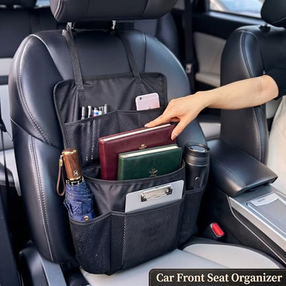3-in-1 Car Seat Organizer Car Seat Back Organizer with Tablet & Laptop Holder, Passenger Seat Storage Bag with Compartment,Headrest Organizer for Cars,Trucks,SUVs,Vans