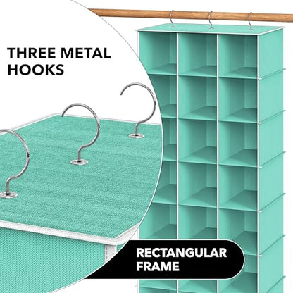 Simple Houseware 24 Section Shelves Hanging Shoes Organizer Holder for Closet, Turquoise - color: Turquoise