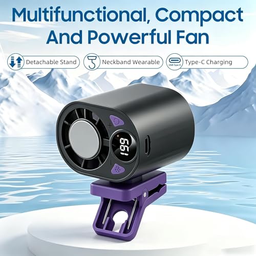 Car Clip On Air Conditioner Fan with LED Display, Portable Clip-On Fan, Mini USB Rechargeable Rotatable Fan, 3-Speed Silent Mini Bladeless Fans, Portable Air Conditioner for Cars (Black) - color: Black