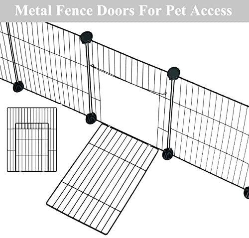 LANGXUN 24pcs DIY Small Animal Pet Playpen with Waterproof Mat, C&C Cage for Puppy Kitten, Rabbit Cage,Guinea PigsGuinea Pig Cages | Indoor & Outdoor Portable Metal Wire Yard Fence, Metal Pet Panels - style: 24 Metal Panels (11.8'' x 15")