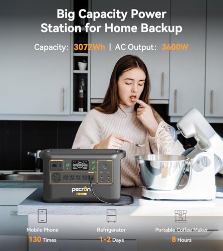 PECRON Portable Power Station F3000LFP with Cart Kit, 3072Wh Solar Camping Generator, 3600W Solar Generator for RV, Home Use, CPAP - style: F3000LFP+Cart
