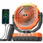 3-in-1 Camping Fan - Detachable Rechargeable Battery Operated Fan with Light & Hook for Tent, Outdoor - USB Table Fans with 4 Speeds for Picnic, BBQ, Fishing, Travel, Hurricane - size: Large 10-60Hours