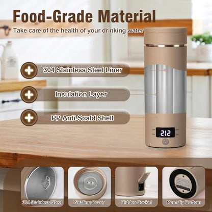 Travel Electric Kettle Portable Mini Kettle,Small Hot Water Boiler with 4 Temperature Settings,304 Stainless Steel, Fast Boiling Water with Auto Shut-Off and Boil Dry Protection,400 ml (Brown, 400ML) - color: Brown