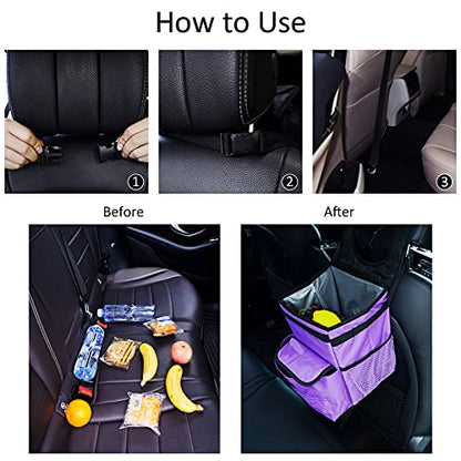 Car Trash Can Foldable Garbage Bin Leakproof 3 Gallons Purple - color: Purple, size: Large