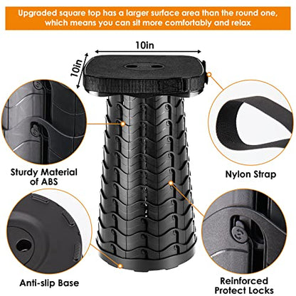 aboutool Collapsible Stool with Soft Removable Cushion & Waterproof Carry Bag - Lightweight Folding Stool, 485lbs Capacity, Portable for Adults, Camping, Fishing, Hiking, Outdoor, Travel - color: Black