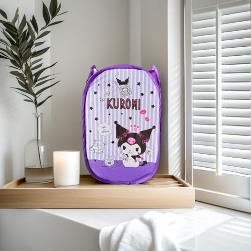 Cute Cartoon themed Laundry Basket, Mesh Pop Up Hamper with Carry Handles, Large Capacity Collapsible Storage for Room, Dorm | Travel & Camping (Kurmi) - color: Kurmi