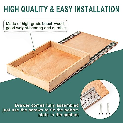 Fully Assembled Pull Out Cabinet Drawer, Wood Pull Out Cabinet Organizer, Soft Close Slide Out Pull Out Drawers for Kitchen Cabinets, Fast and Easy DIY Installation, 18”W x 21”D - size: 18”W x 21”D