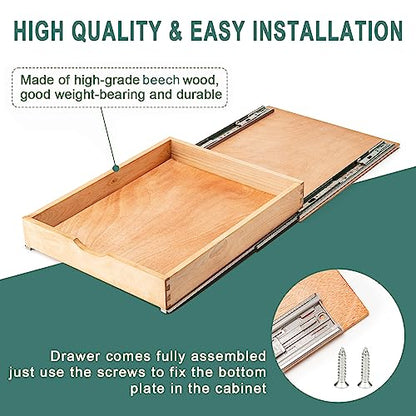 Fully Assembled Pull Out Cabinet Drawer, Wood Pull Out Cabinet Organizer, Soft Close Slide Out Pull Out Drawers for Kitchen Cabinets, Fast and Easy DIY Installation, 18”W x 21”D - size: 18”W x 21”D