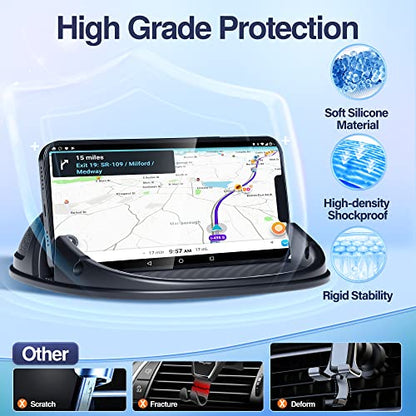 Loncaster Car Phone Holder, Car Phone Mount Silicone Car Pad Mat for Various Dashboards, Slip Free Desk Phone Stand Compatible with iPhone, Samsung, Android Smartphones, GPS Devices and More, Black - color: Black