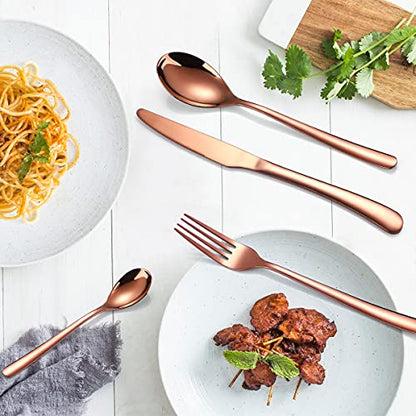 AARAINBOW 7 Pieces Stainless Steel Flatware Set Portable Reusable Cutlery Set Travel Utensils Set Including Chopsticks Knife Fork Spoon Straws Cleaning Brush Dishwasher Safe (7 Rose Golden) - color: Rose Golden