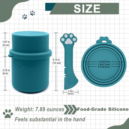 Original Canned Dog Food Storage Container | Wet Food Can Opener Spoon | Silicone Pet Can Lid | BPA Free, Airtight, Dishwasher & Freezer Safe(Dark Blue) - color: Dark Blue